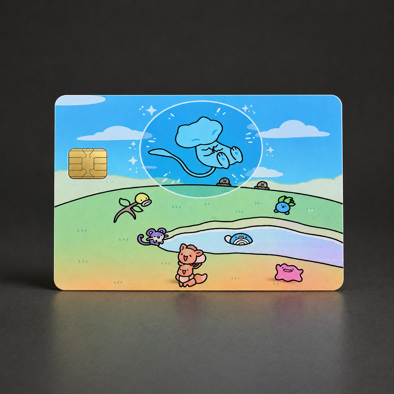 Pokemon Bubble Mew Credit Debit Card Skin Small Chip
