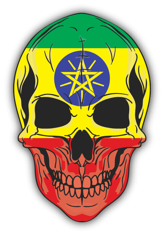 Skull Flag Ethiopia Car Bumper Sticker Decal