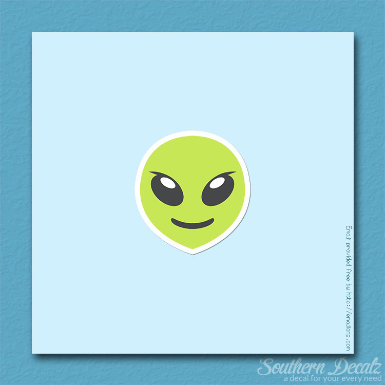 Alien Face Smiley Emoji – Vinyl Decal Sticker – c108 – 3.75″ x 3.75″