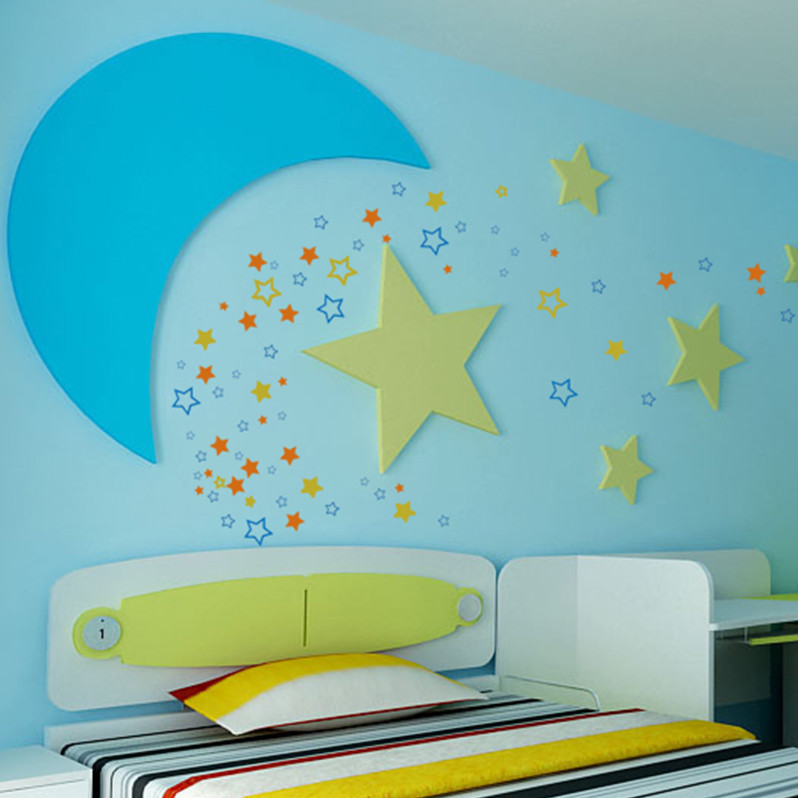 100 Multi-Size Stars for Kids Room Decor Vinyl Wall Art Sticker Window Sticker