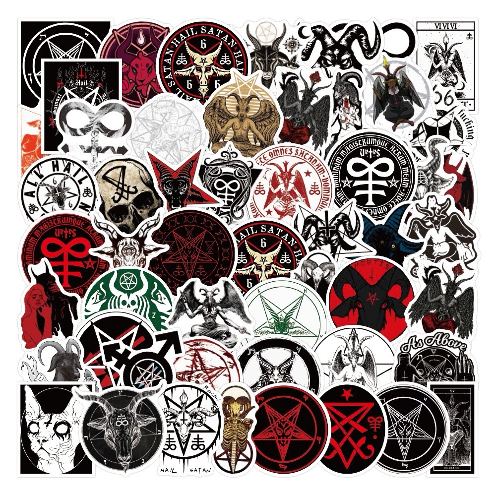 10 Random Satanic Stickers Devil 666 Decals Skull Satan Horror Red Free Shipping