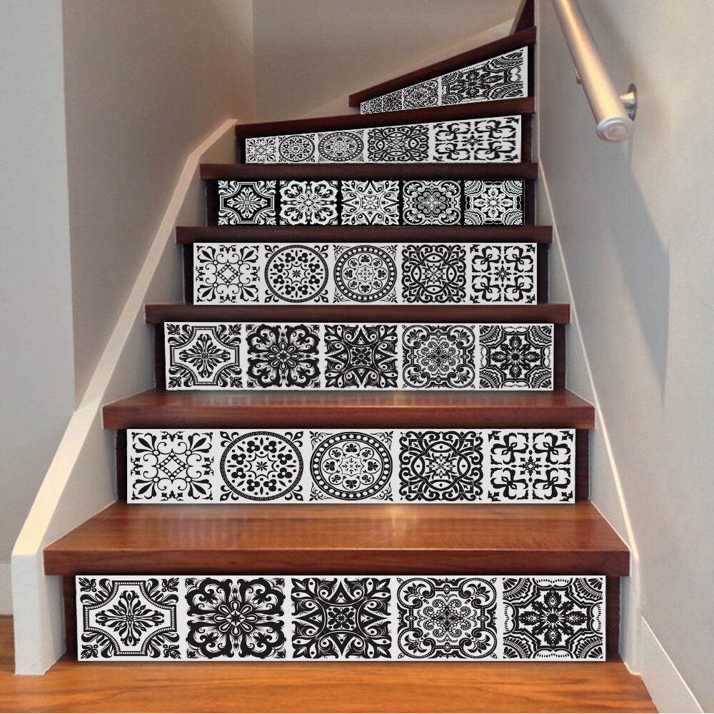6x 3D Mosaic Stair Riser Decals Wall Tile Stickers Self Adhesive DIY Home Decor