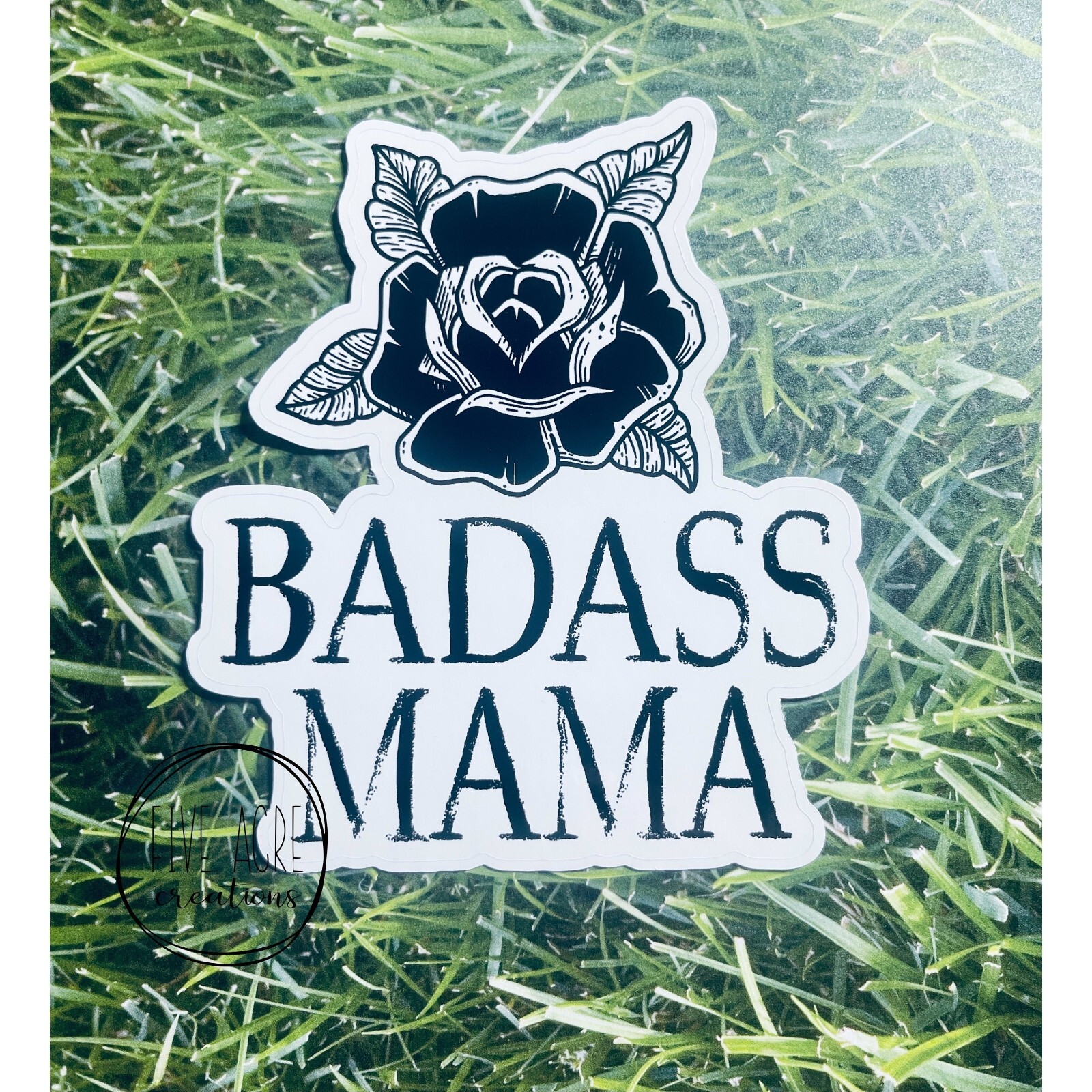 Funny Waterproof Weatherproof Vinyl Sticker | BadAss Mama | Distressed | Quality