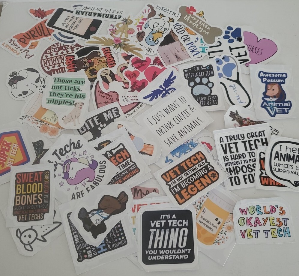 55 PC Veterinary, Technician, Assistant Stickers Inking Dragon, BulbaCraft, Tech