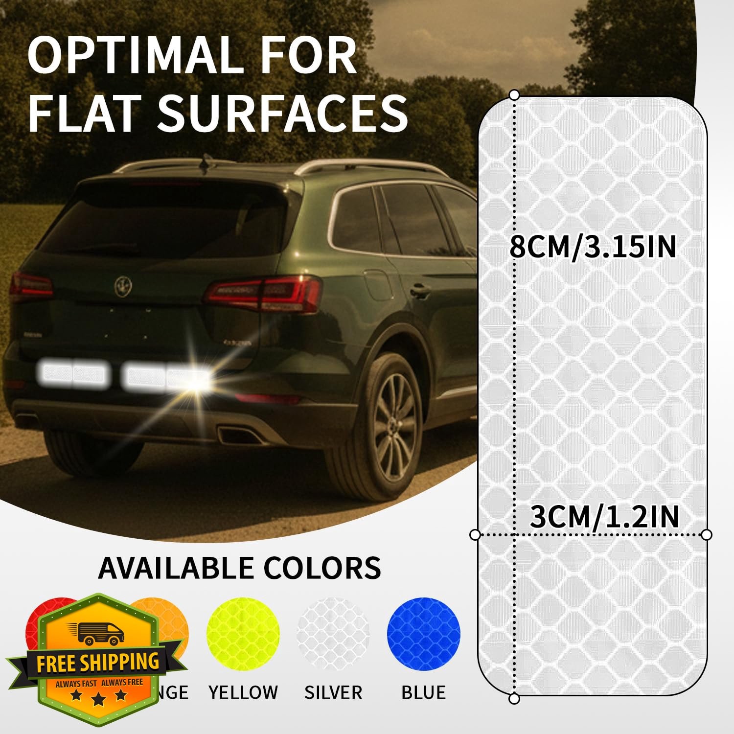 NeoLum Red Reflective Stickers 8x3cm 30 Pcs