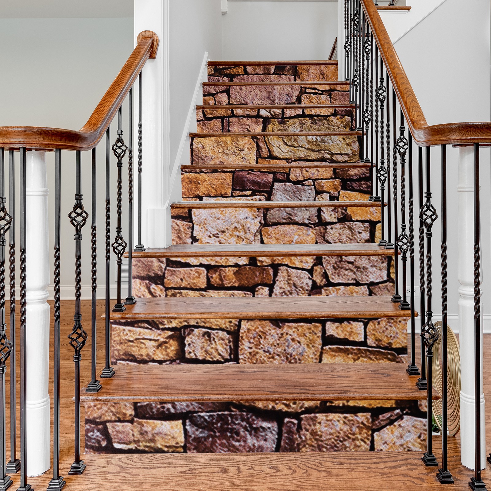 13 Packs Stair Stickers 39″x7″ Self-Adhesive Staircase Decals Stone Pattern