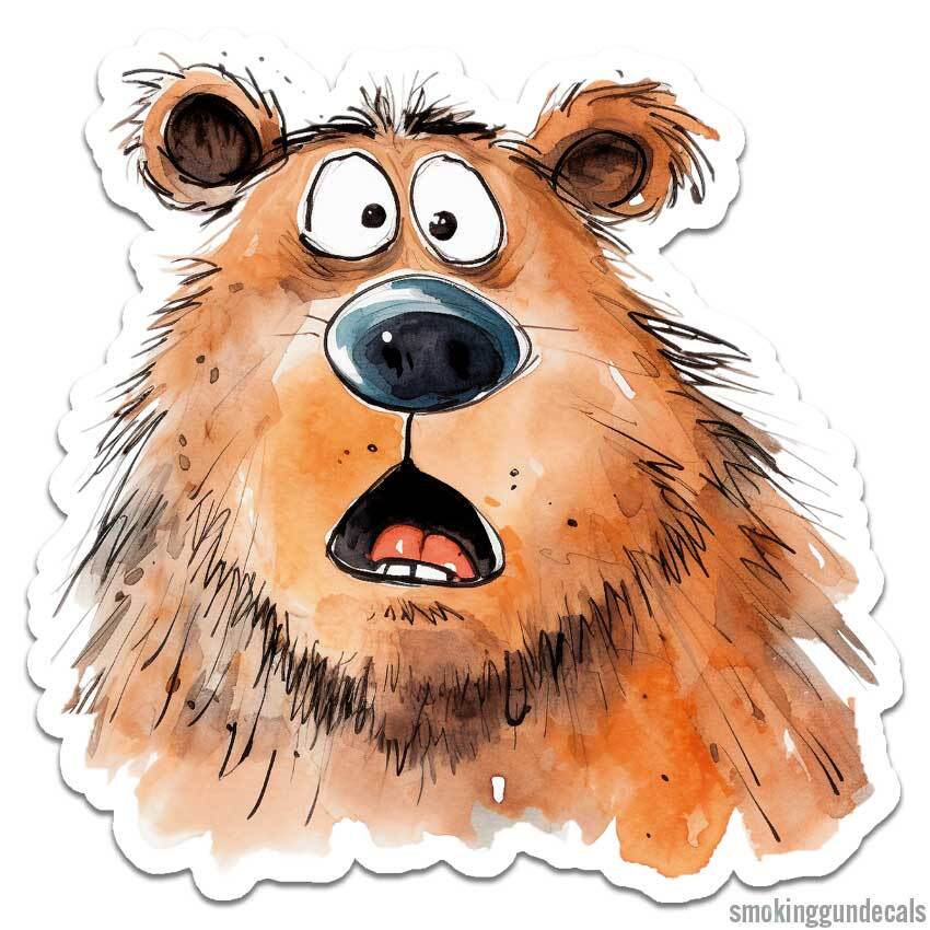 Shocked Grizzly Bear, Vinyl Decal Sticker, Indoor Outdoor, 3 Sizes, #12401