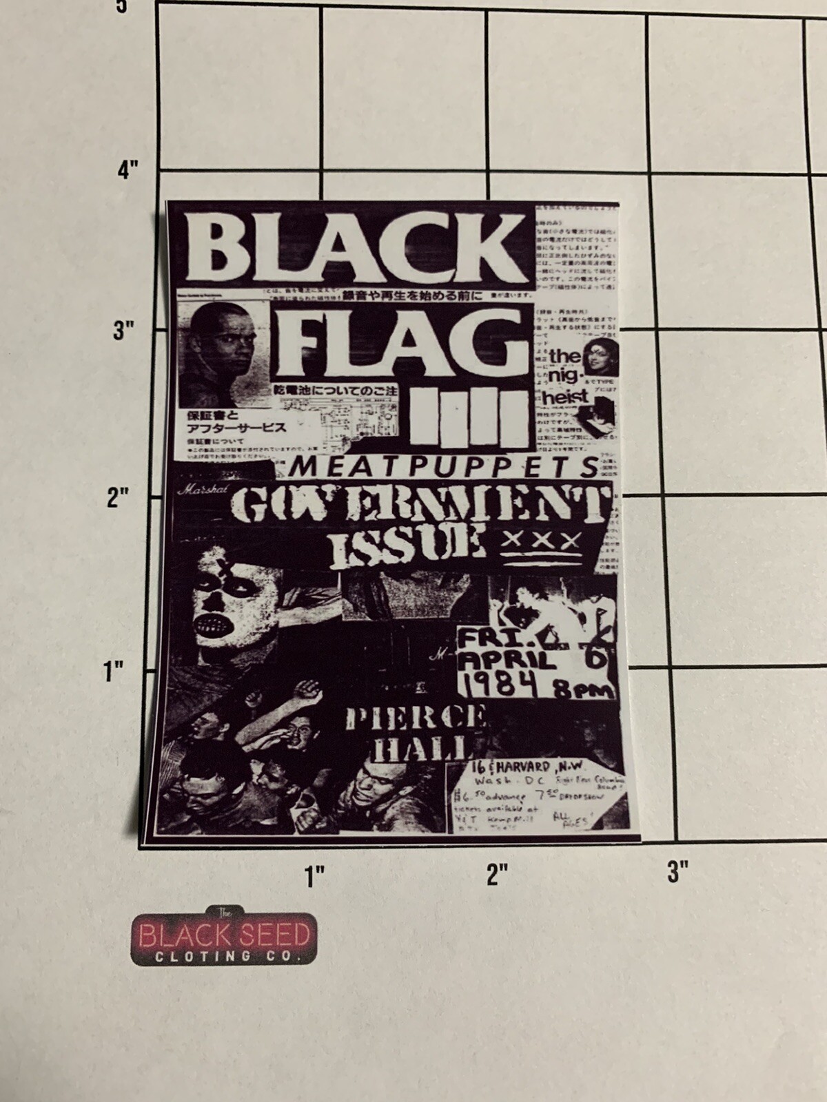 Concert Poster Sticker Black Flag / Meat Puppets 1984