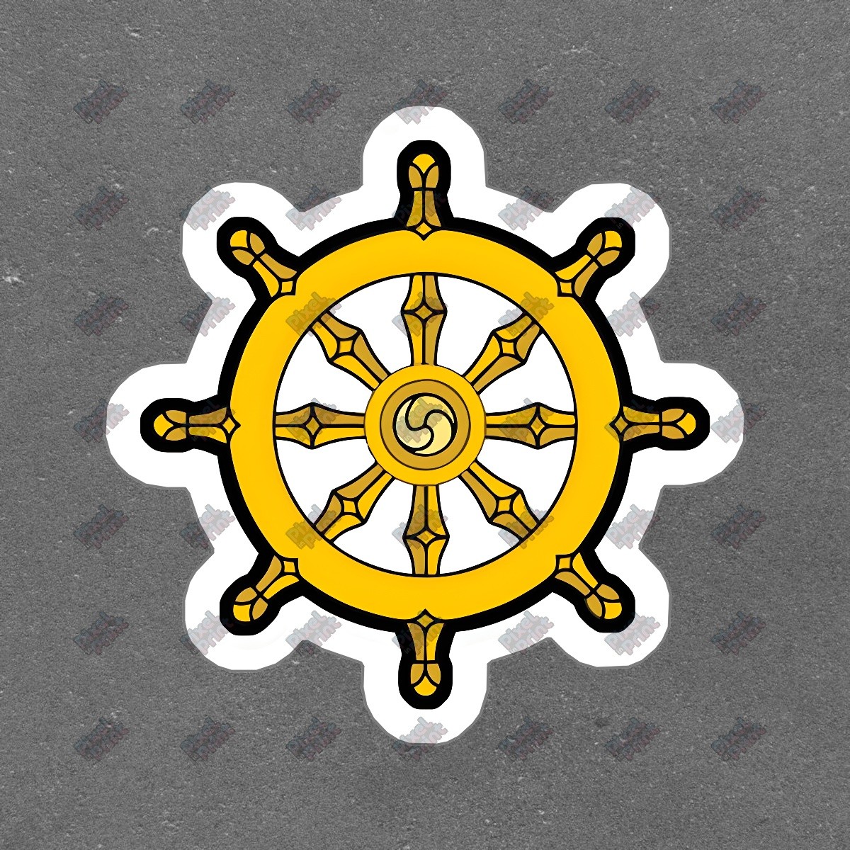 Decorative Yellow Dharma Wheel Vinyl Sticker Spiritual Decal for #910919