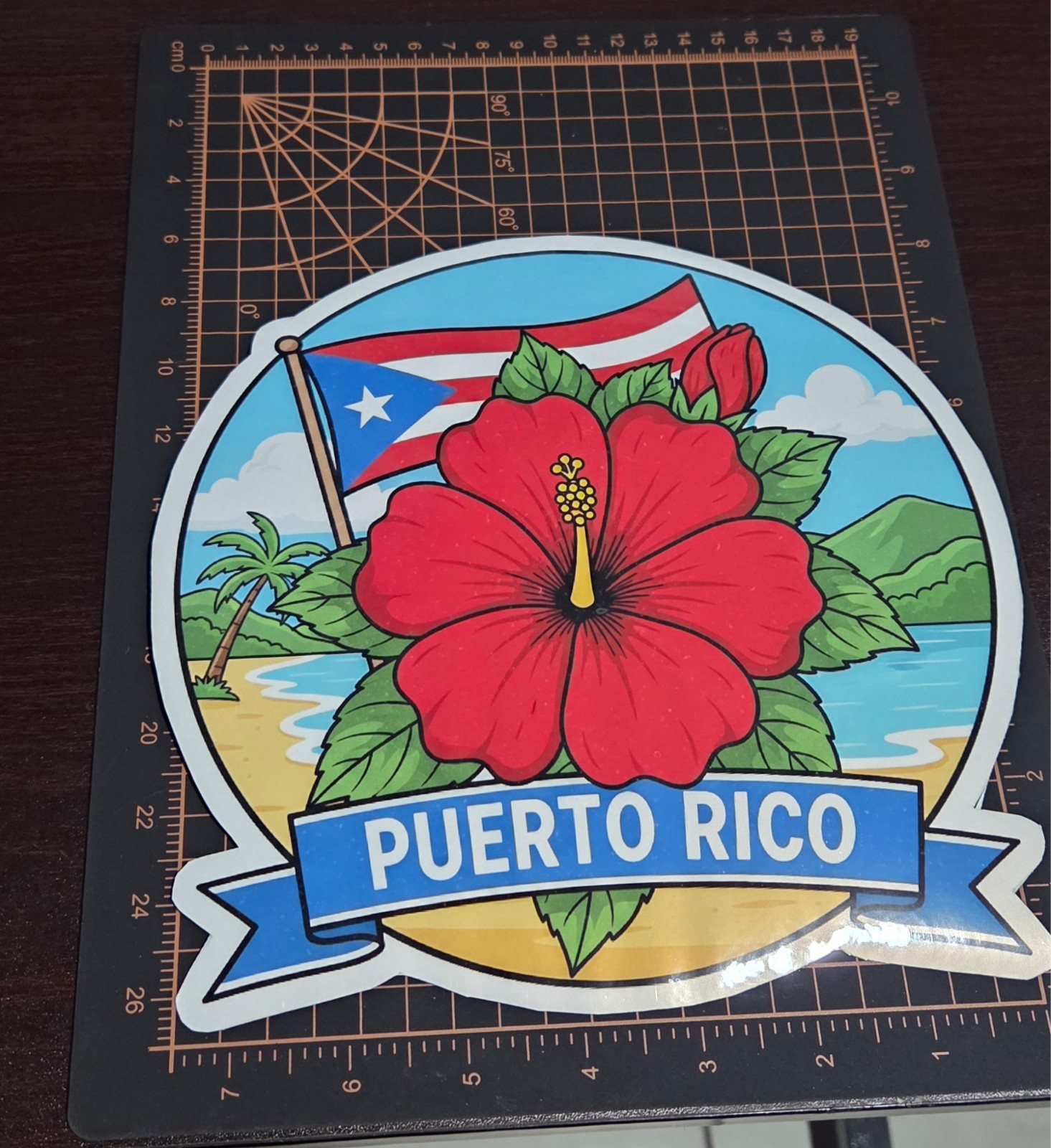 (8″ H x 8″ 1/2 W ) Puerto Rican laminated vinyl stickers decals