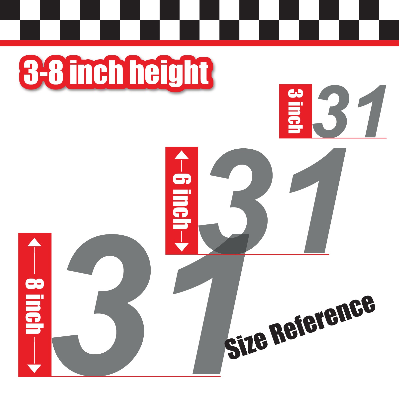 3x 3 Digit Custom Single Number Stickers Decal Locker Door Mailbox Arial Italic