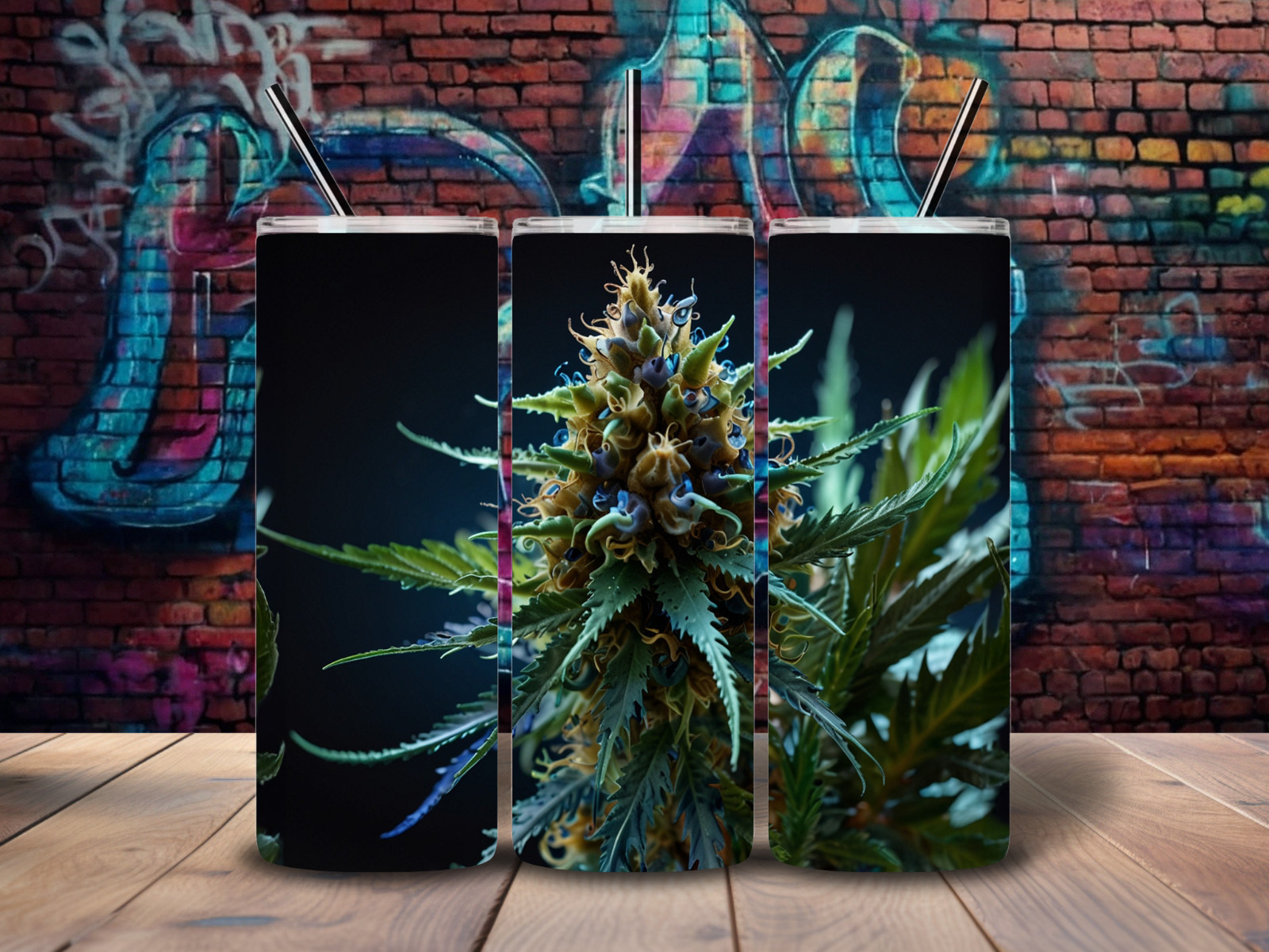 #2 – Blue Cannabis, 20ozTumbler, Sublimation, Heat Transfer, Seamless Design