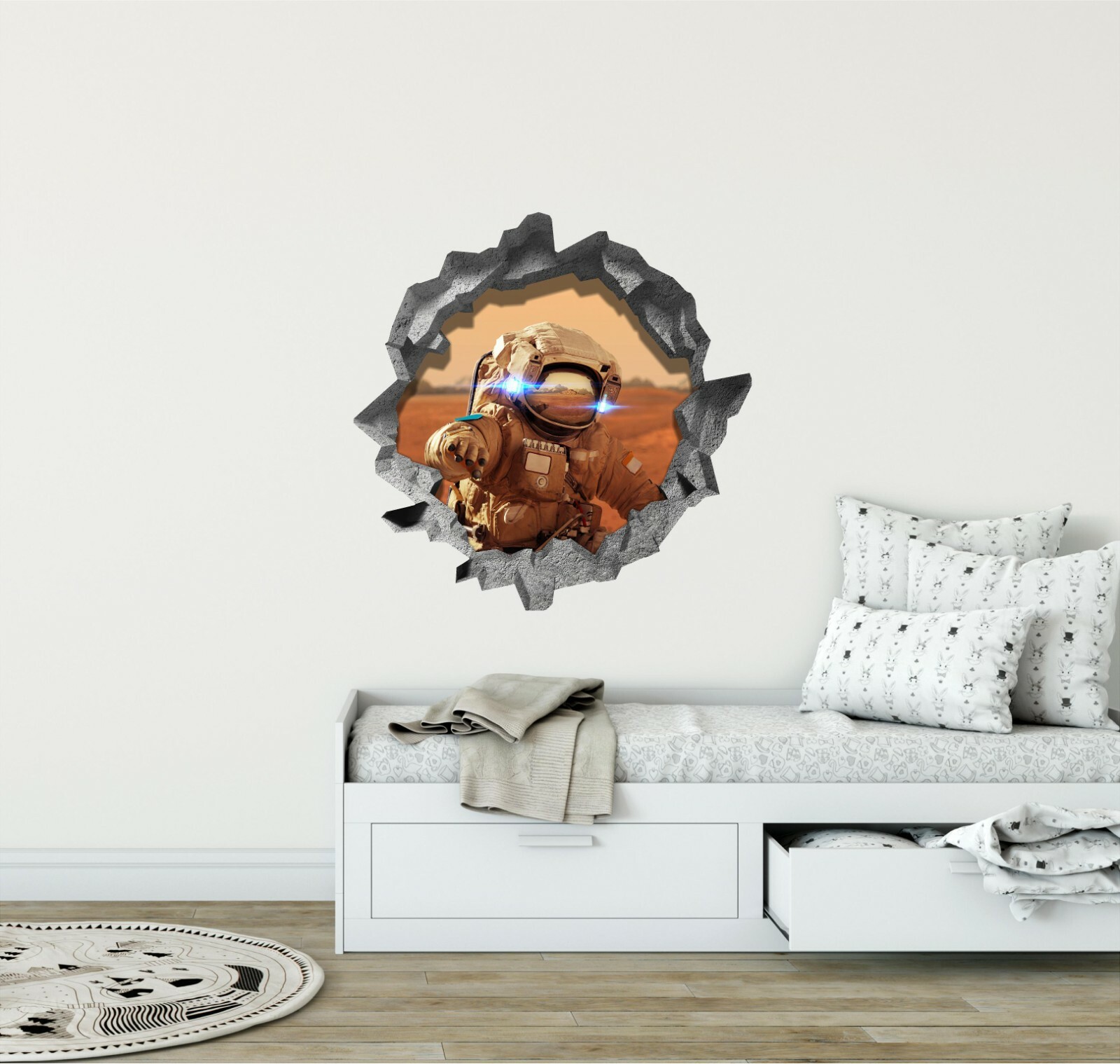 Hole in the Wall LOST ON MARS Astronaut 3D Wall Decal Space Vinyl Wall Sticker