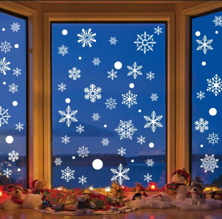 Christmas Window Cling Wall Sticker Decal Snowflake Santa Claus Reindeer Decor
