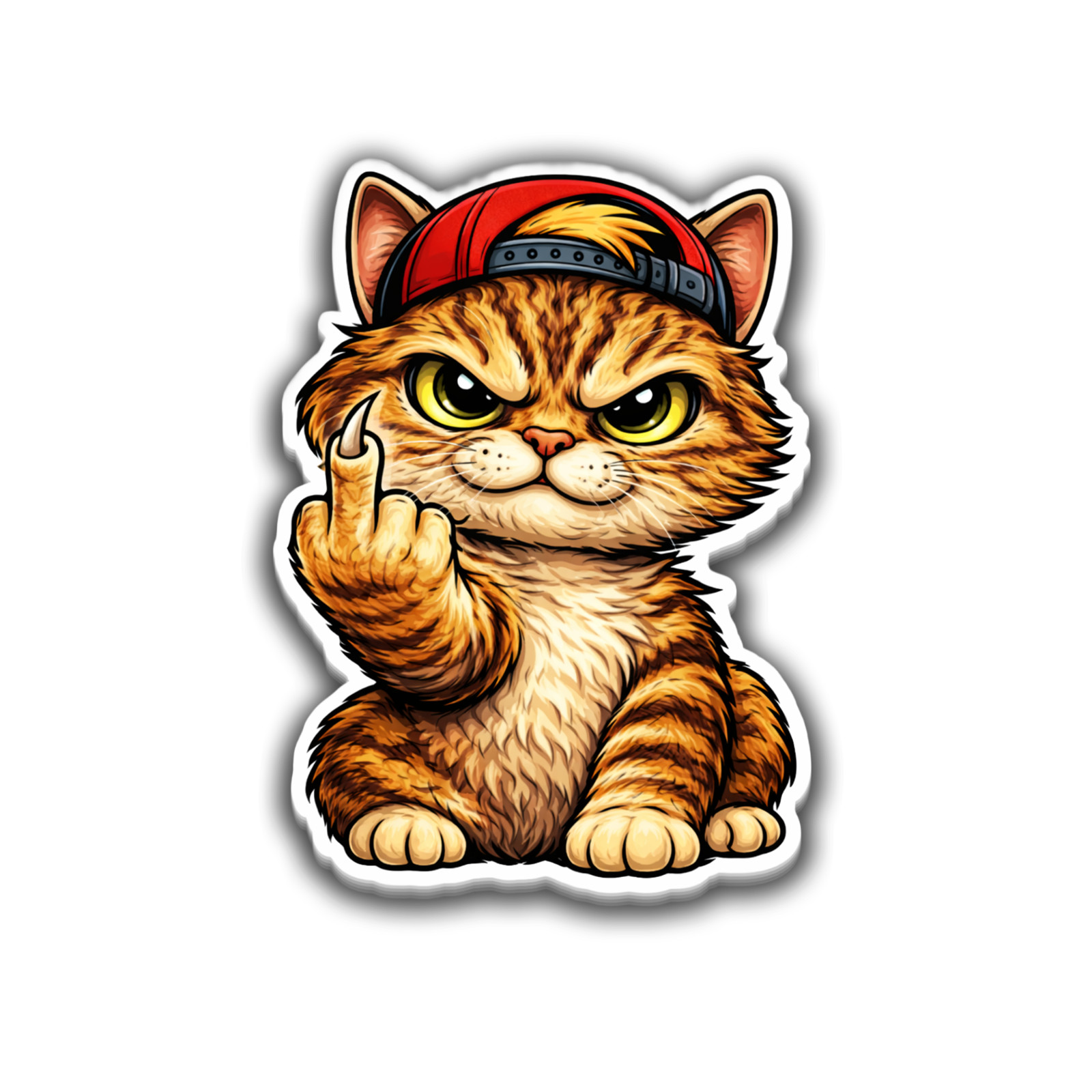 Angry Cat Sticker 4 Inch Vinyl Decal Funny Sticker Adult Humor