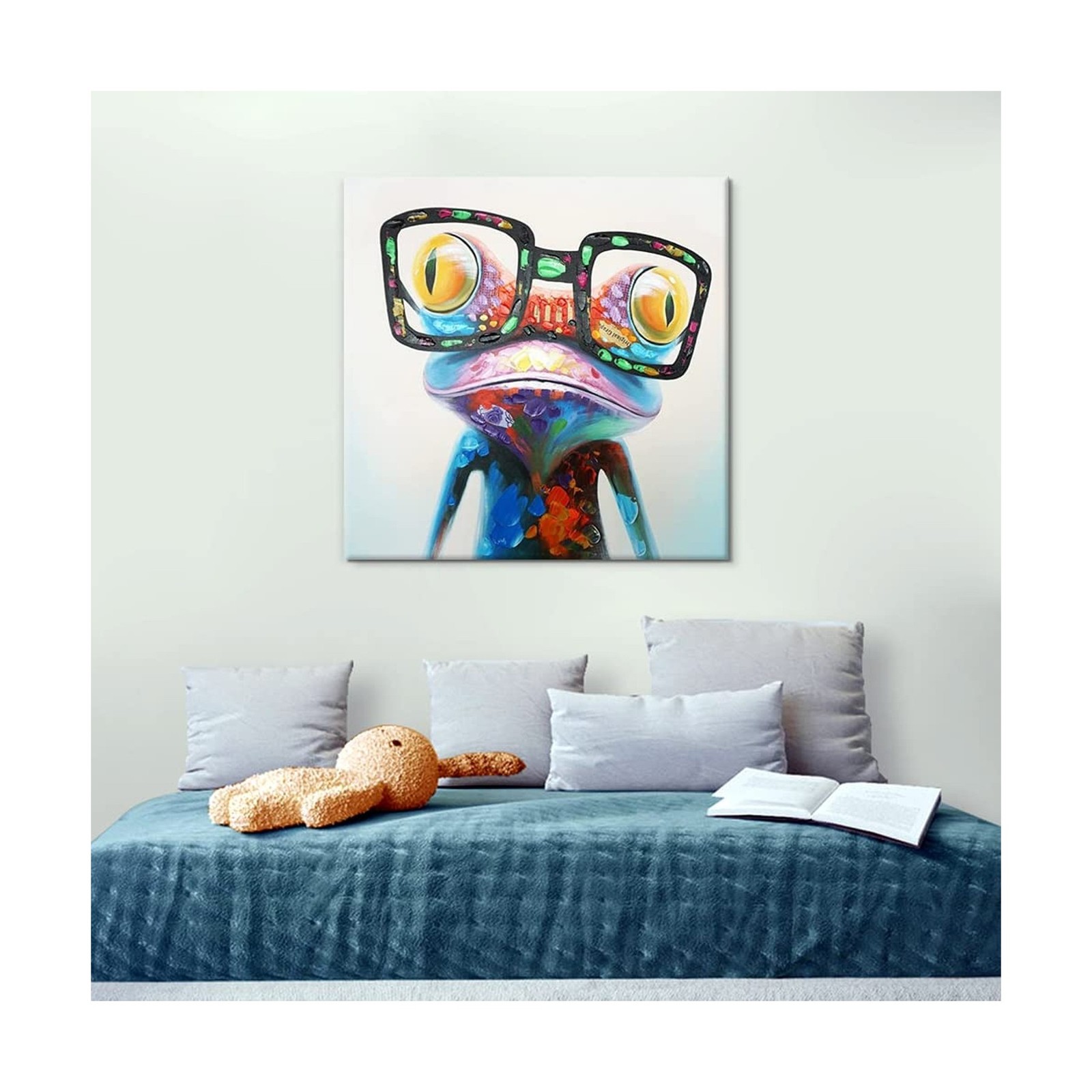 SEVEN WALL ARTS Frog Canvas Wall Art Colorful Animal Painting Pictures Happy …