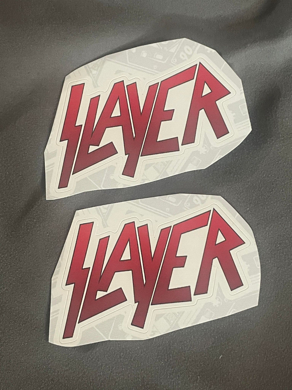 Lot of 2 SLAYER 1 1/2″ x 3″ Band Logo STICKERS Black Red White FAST! FREE SHIP