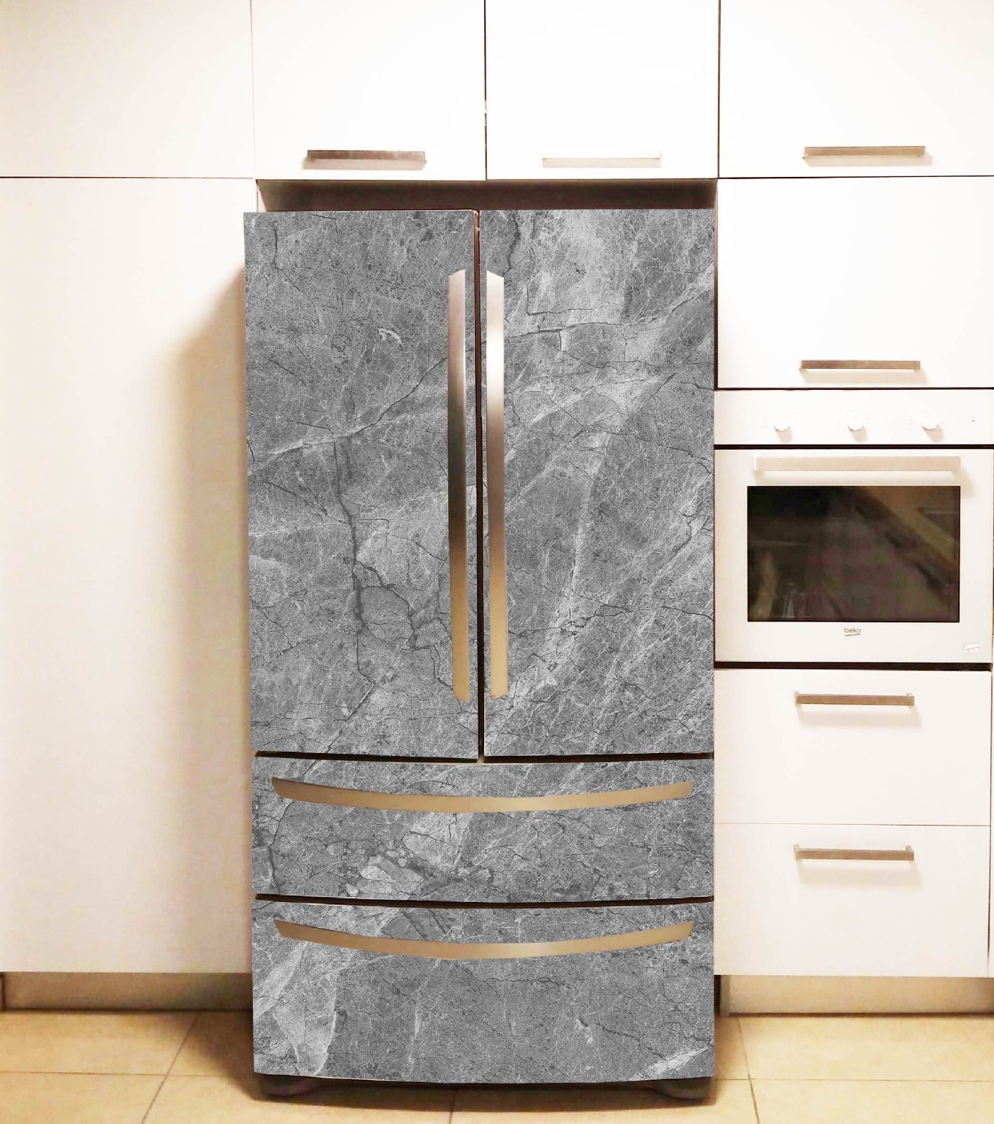 Marble Style Refrigerator Wrap Vinyl Peel & Stick Cover