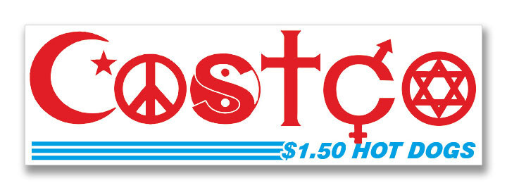 Costco “Coexist” $1.50 Hot-Dog Vinyl Bumper Sticker