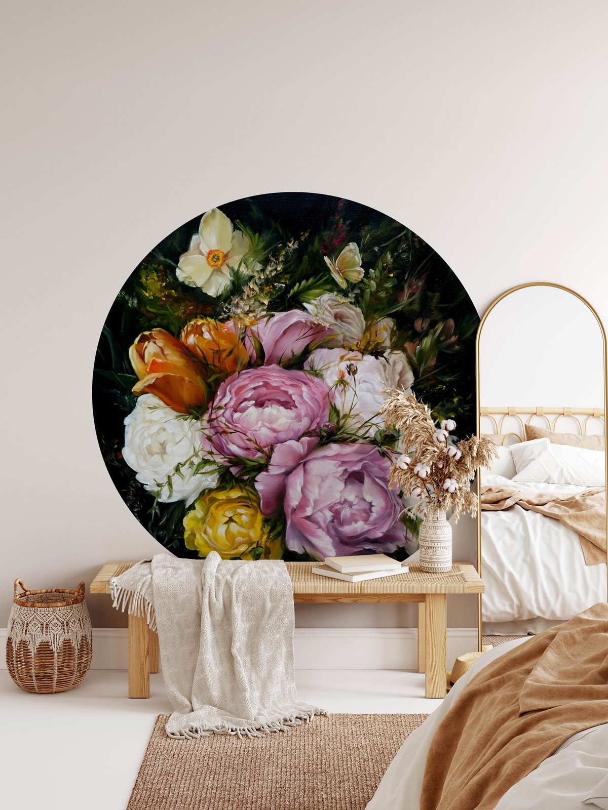 Large floral wall decal, bohemian decor, boho wall decal, modern wall decal