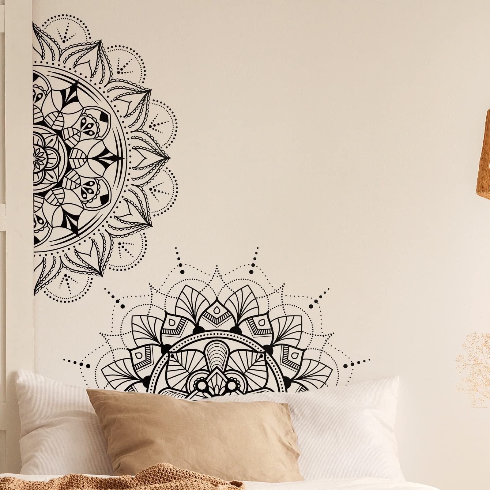 2 Pieces Boho Mandala Wall Stickers 14 x 31 Inch Half Mandala Wall Decal Indi…