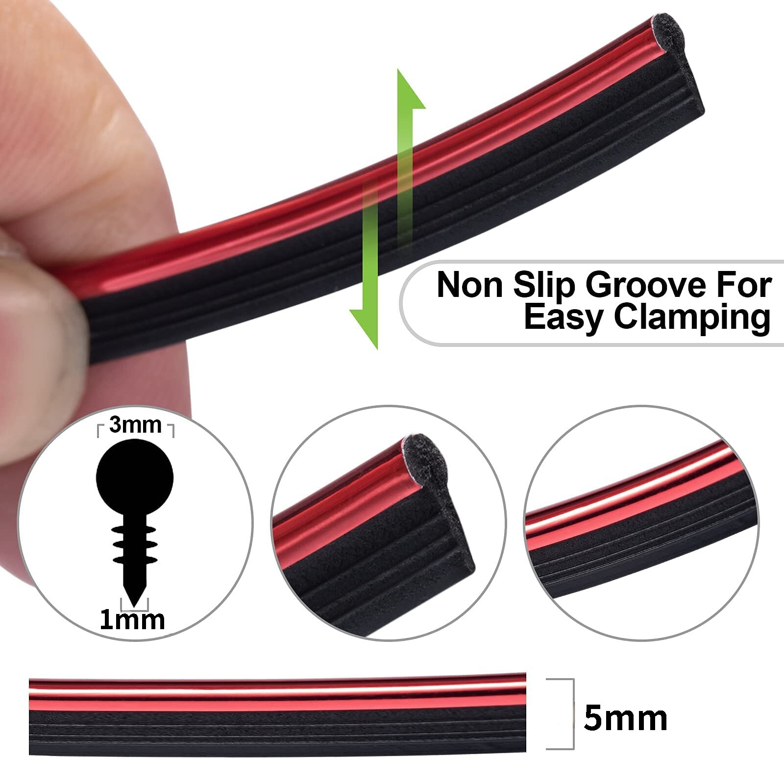 5M Car Interior Trim Strips Plating Flexible Auto Edge Moulding Line Decor
