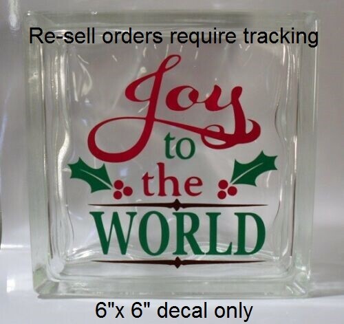 Joy to the World Christmas decal sticker for DIY 8″ glass block
