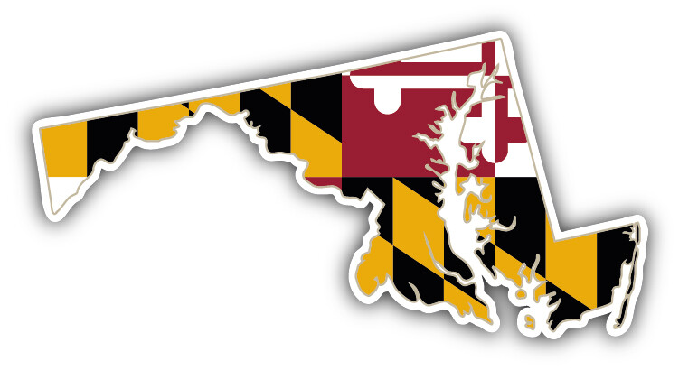 Maryland USA State Map Flag Car Bumper Sticker Decal