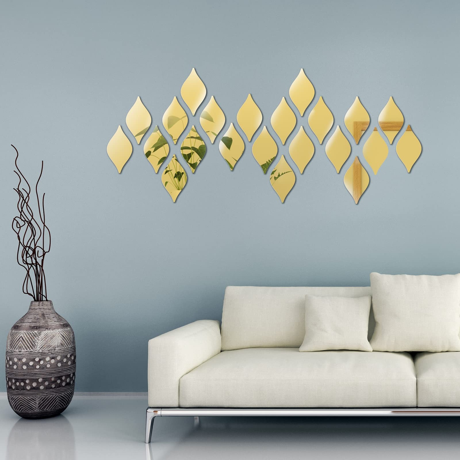 30 Pcs Mirror Wall Stickers Decor Acrylic 3D Tear Drop Decorative Mirrors Sticke
