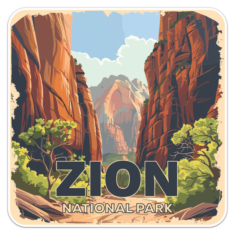 Vintage Zion National Park Car Bumper Sticker Vinyl Decal