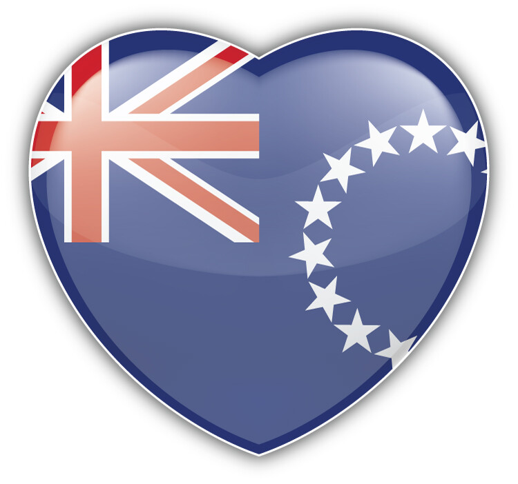 Cook Islands Glossy Heart Flag Car Bumper Sticker Decal