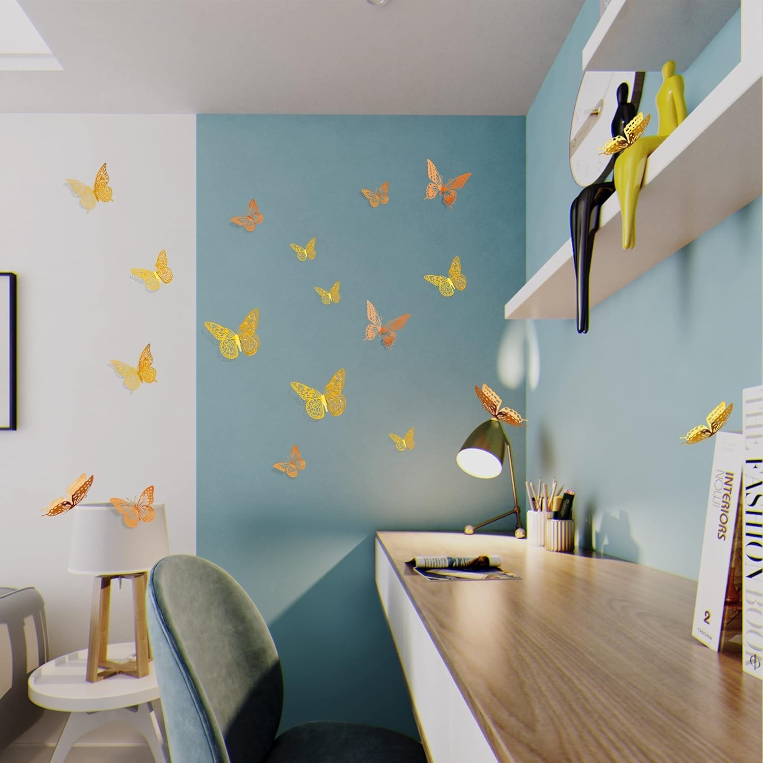 3D Butterfly Wall Decor, 48 Pcs 4 Styles 2 Color 3 Sizes, Removable Metallic …