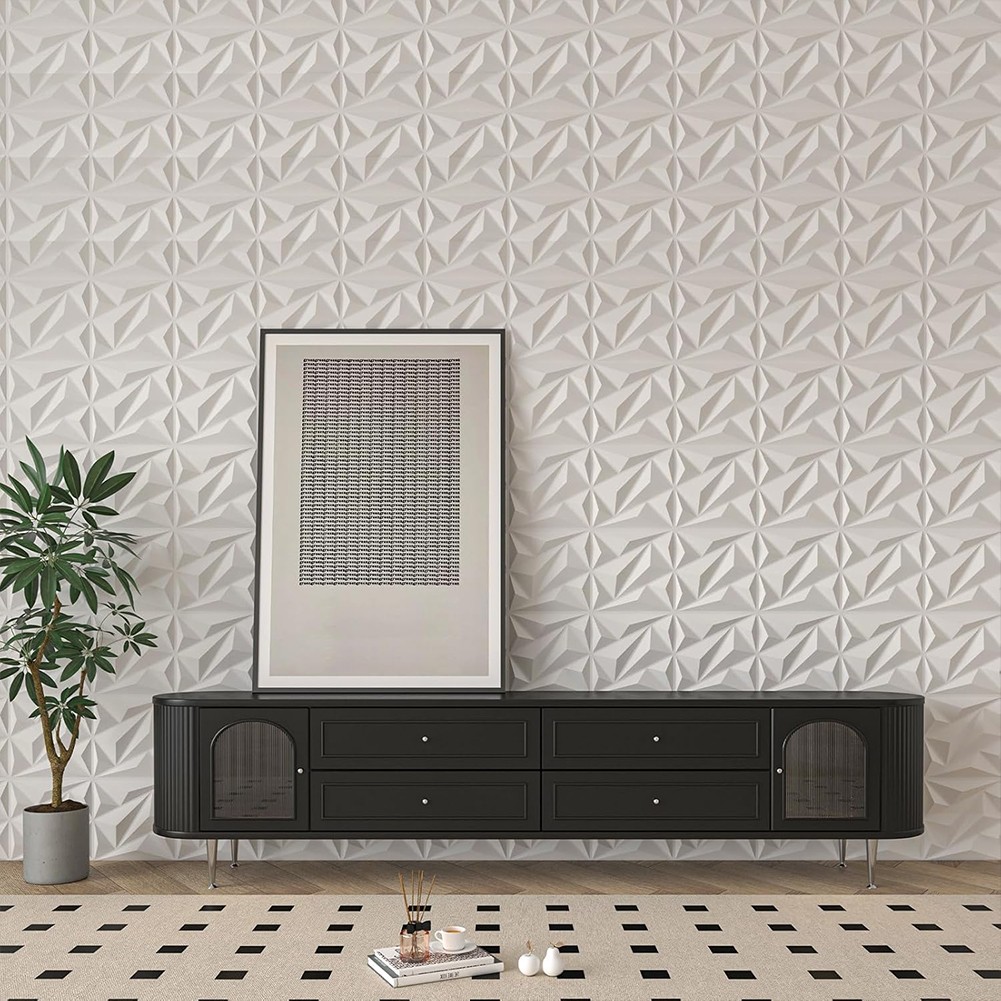 50/100Pcs 3D Wall Panel Diamond Black/White Wall Covering Panels 3D Wall Paper