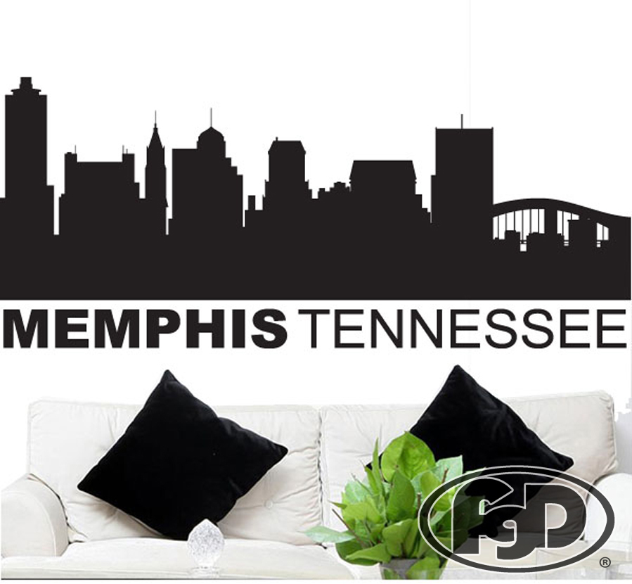 FGD Memphis Tennessee City Skyline Vinyl Wall Decal / Sticker 20″ x 47″