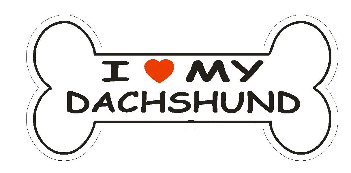 Love My Dachshund Bumper Sticker or Helmet Sticker D1089 Dog Bone Pet Lover