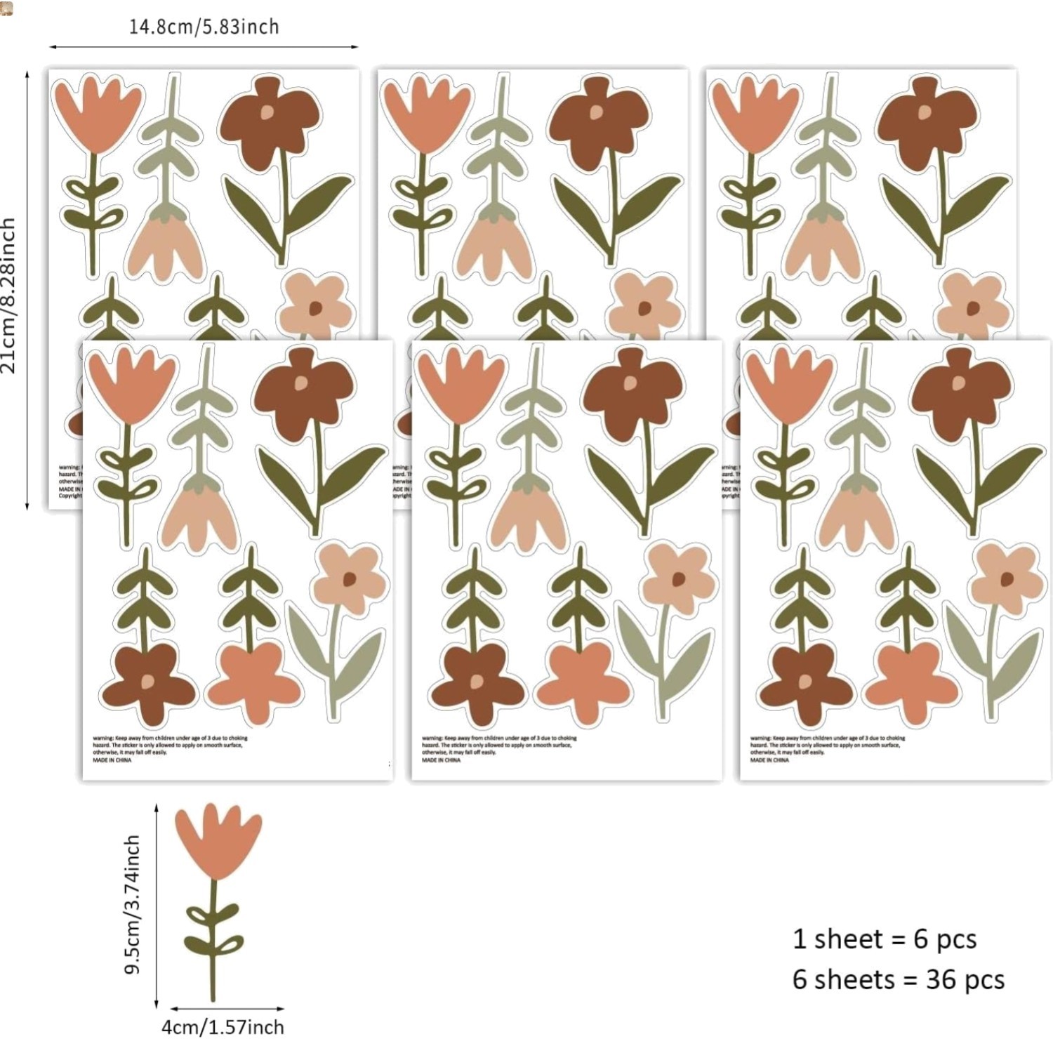 Decorative Removable Wall Decals – Bohemian Floral Stickers for Kids Spaces