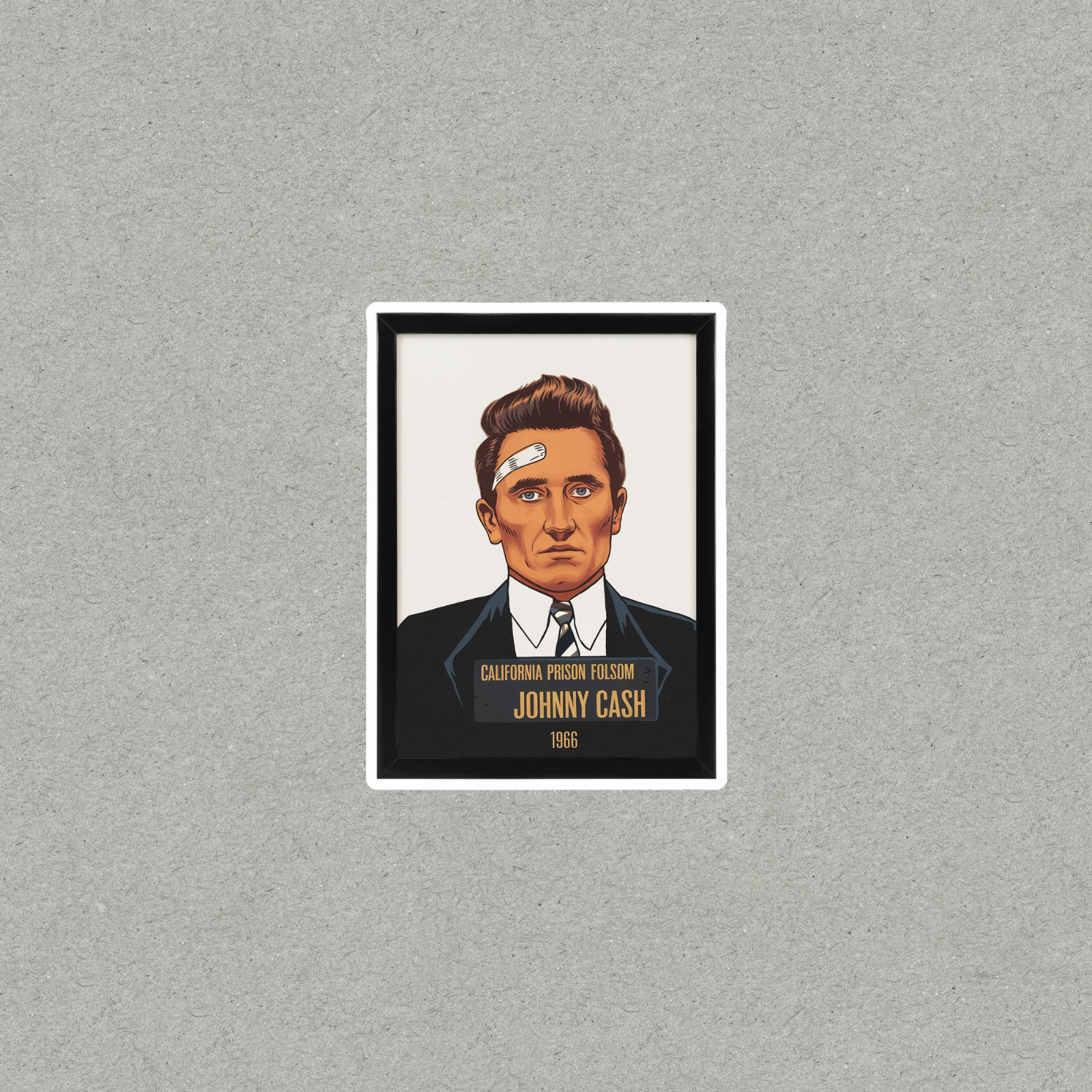 Johnny Cash California Prison Folsom 1966 Mugshot Sticker Decal #4048