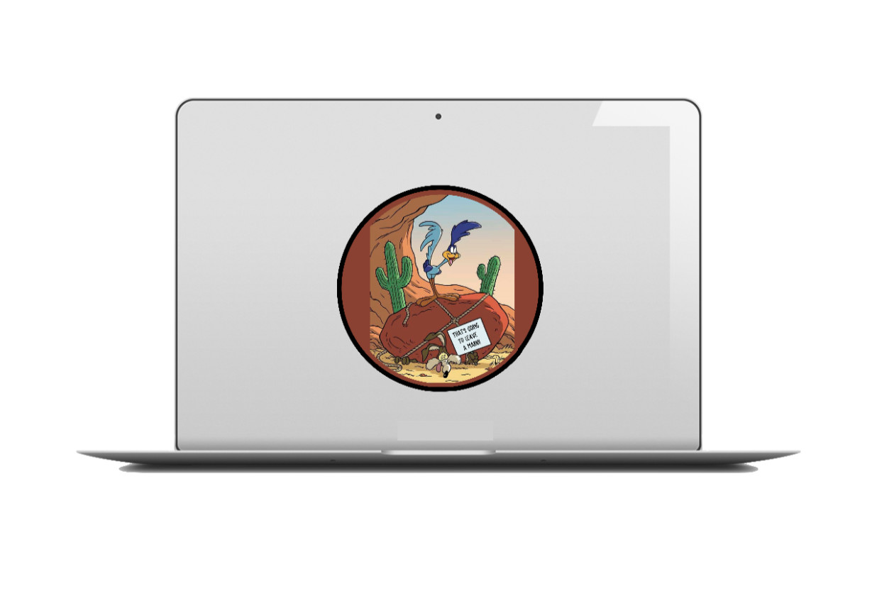 Wiley Roadrunner – Leave A Mark – 4″ Handmade Vinyl Decal Vehicle Laptop Cooler
