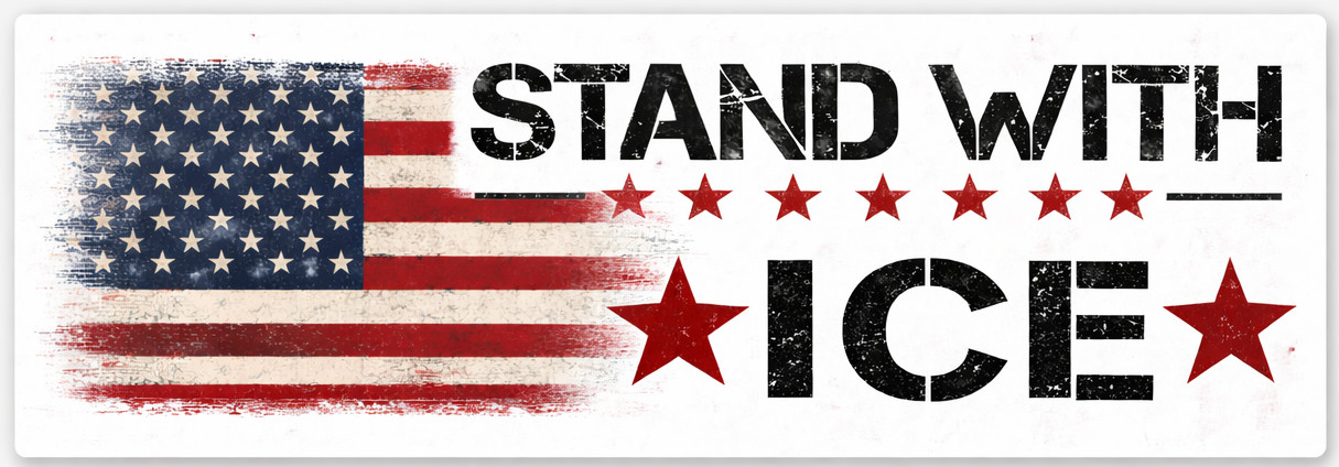 STAND WITH ICE – BUMPER STICKER – ICE IMMIGRATION – AMERICA USA Decal – Sticker