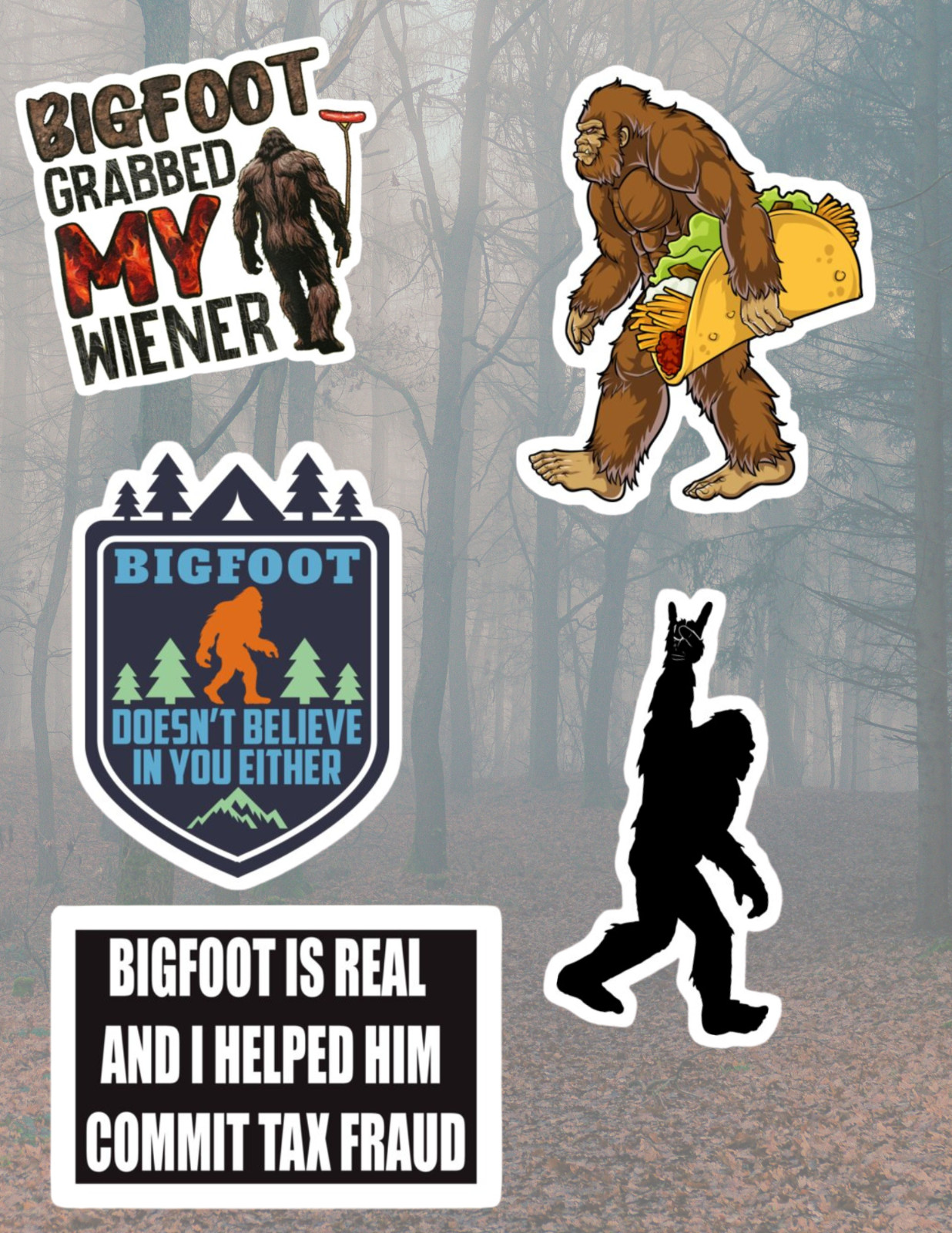 Bigfoot 5pc Cryptid Sticker Pack