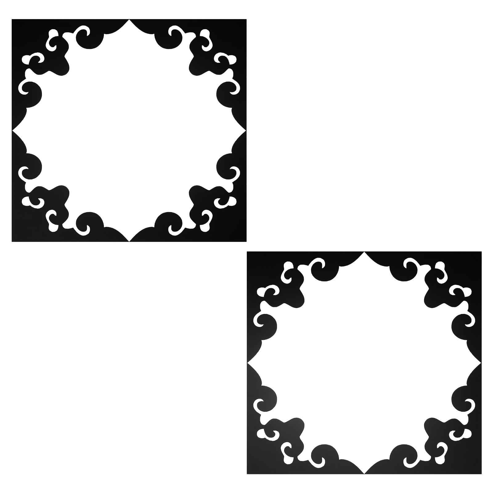8Pcs Corner Decorative Pattern Hollow Mirror Wall Stickers(Black 4×4″)