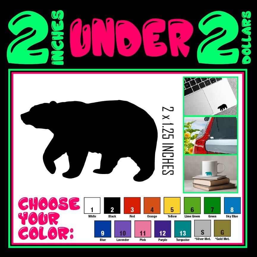 2″ Decal Vinyl Die Cut Sticker Bear Grizzly Wildlife Vacation Country Decor Life