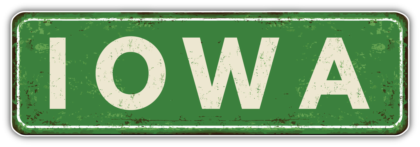 Iowa USA State Grunge Retro Emblem Car Bumper Sticker Decal ”SIZES”