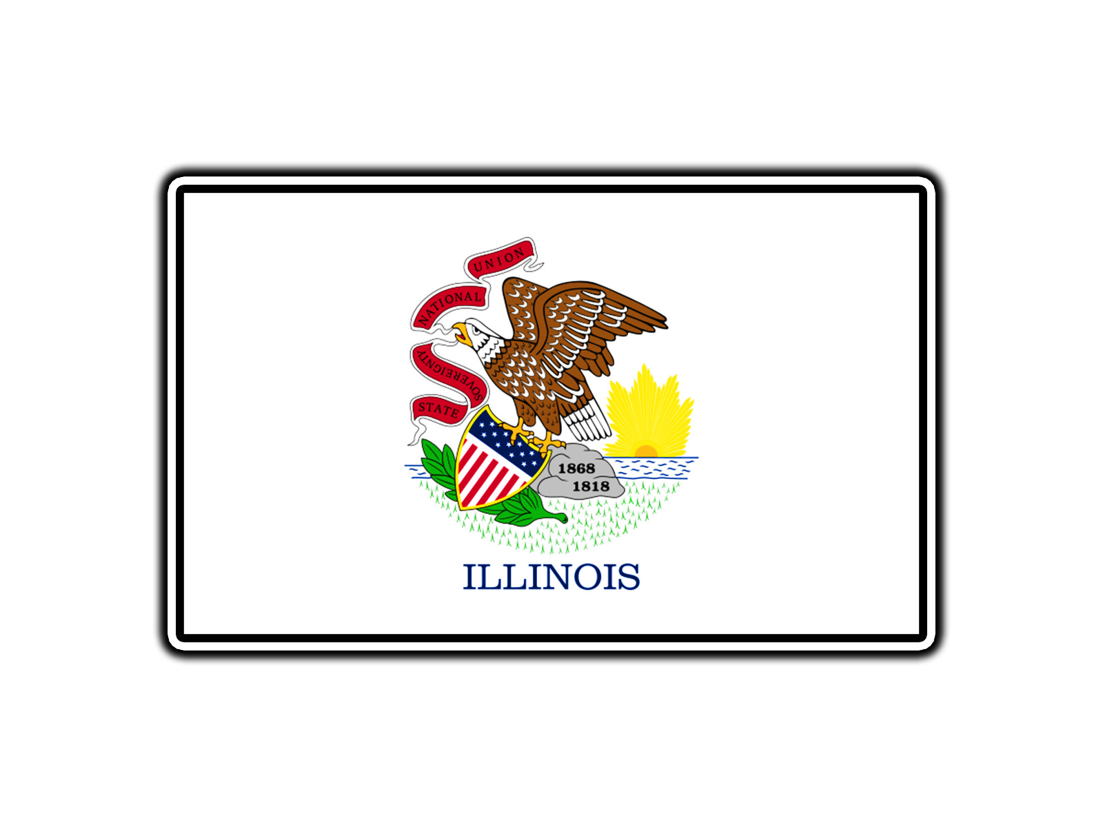Illinois State Flag World Country Sticker Waterproof Vinyl Decal Die-Cut Laptop