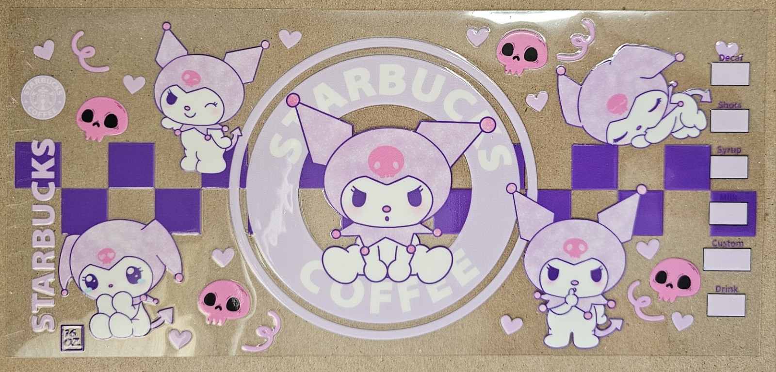Hello Kitty Kuromi’s Coffee UV DTF cup transfer wraps