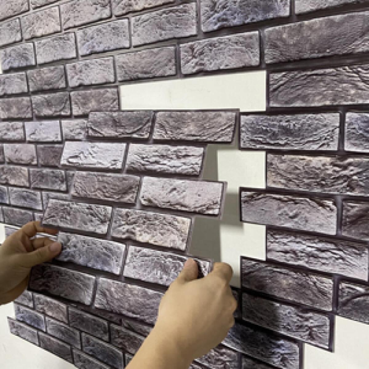 10Pack 3D Wall Panels Brown Grey Stick Brick Wallpaper Peel and Stick Faux Stone