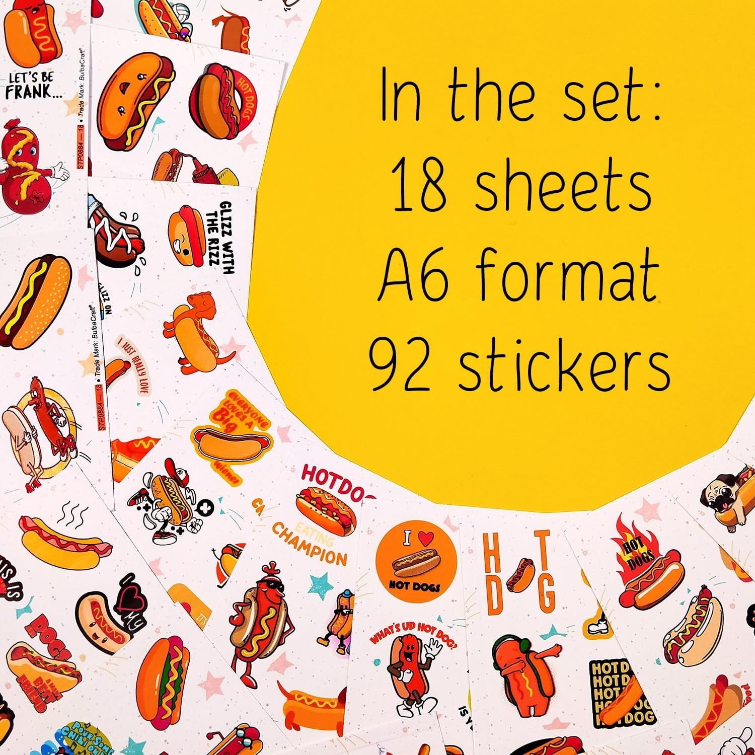 BulbaCraft 100Pcs Hot Dog Stickers for Laptop – Hot Dog Party Decorations, Gi…
