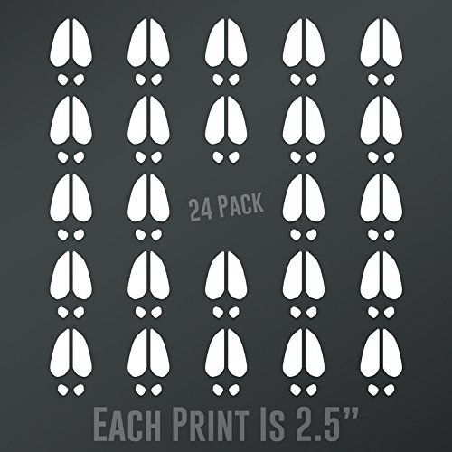 CMI ND035W Deer Track Prints 24-Pack | 2.5-Inches | Premium Quality White Vinyl