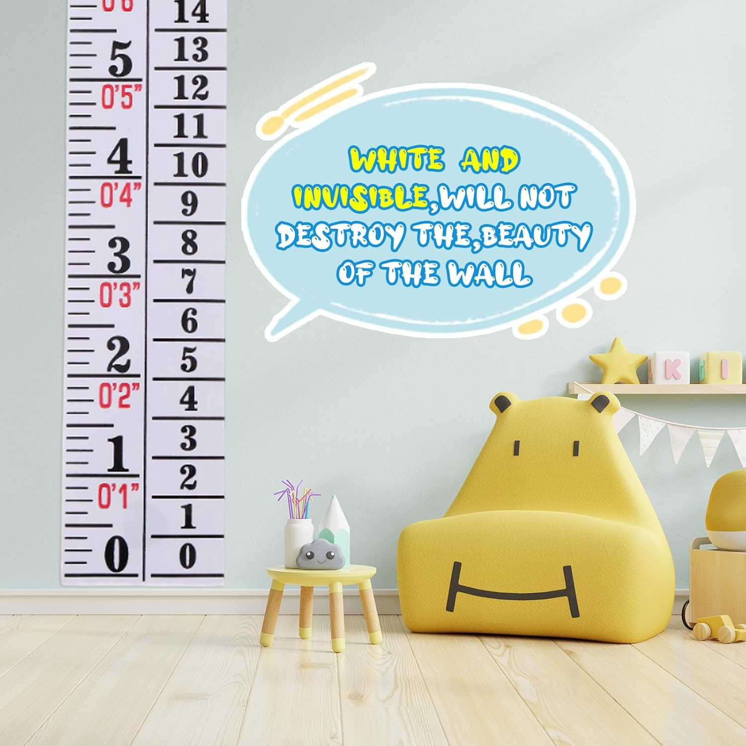 Growth Chart Wall Labels Height Indicator Tape Ruler White