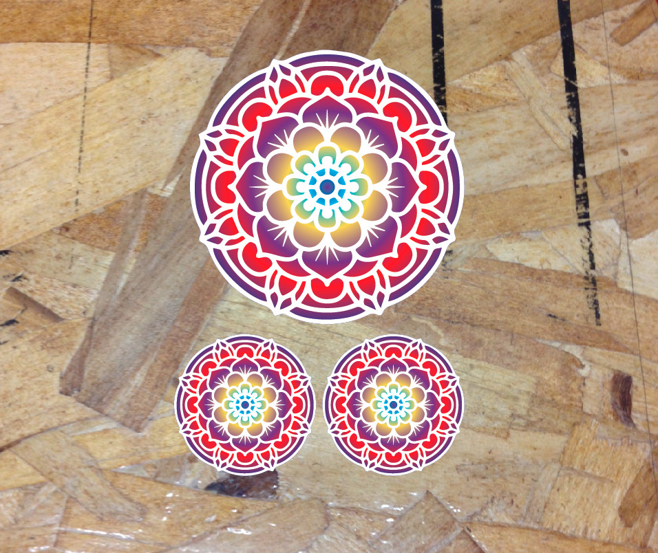Mandala Ornamental Full Color Brite Design Auto Car Vinyl Sticker 3 for 1 – 3.5″